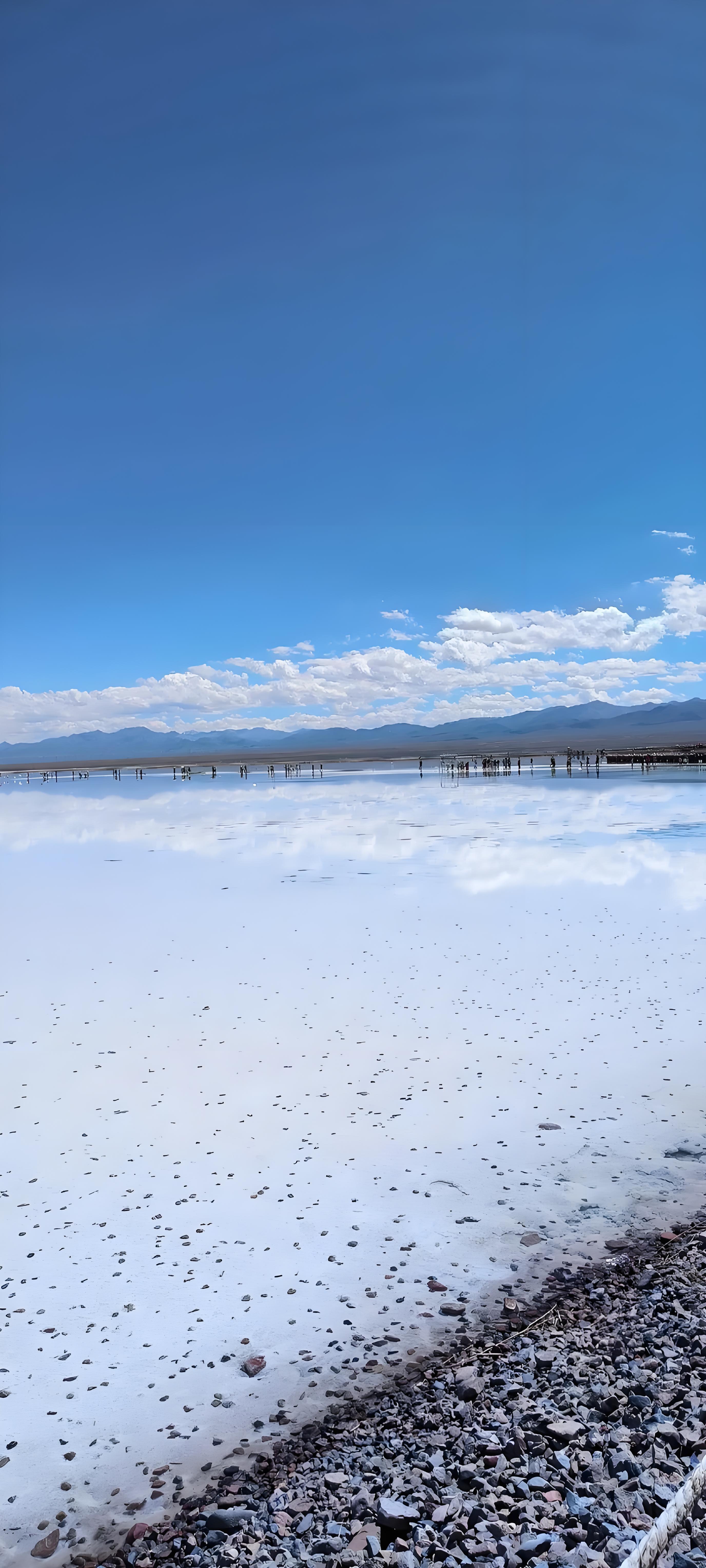 Reflective expanse at Chaka Salt Lake