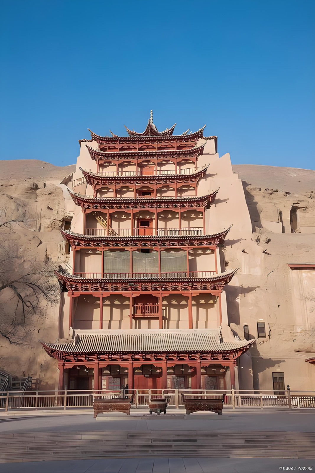 Mogao Caves façade at Dunhuang