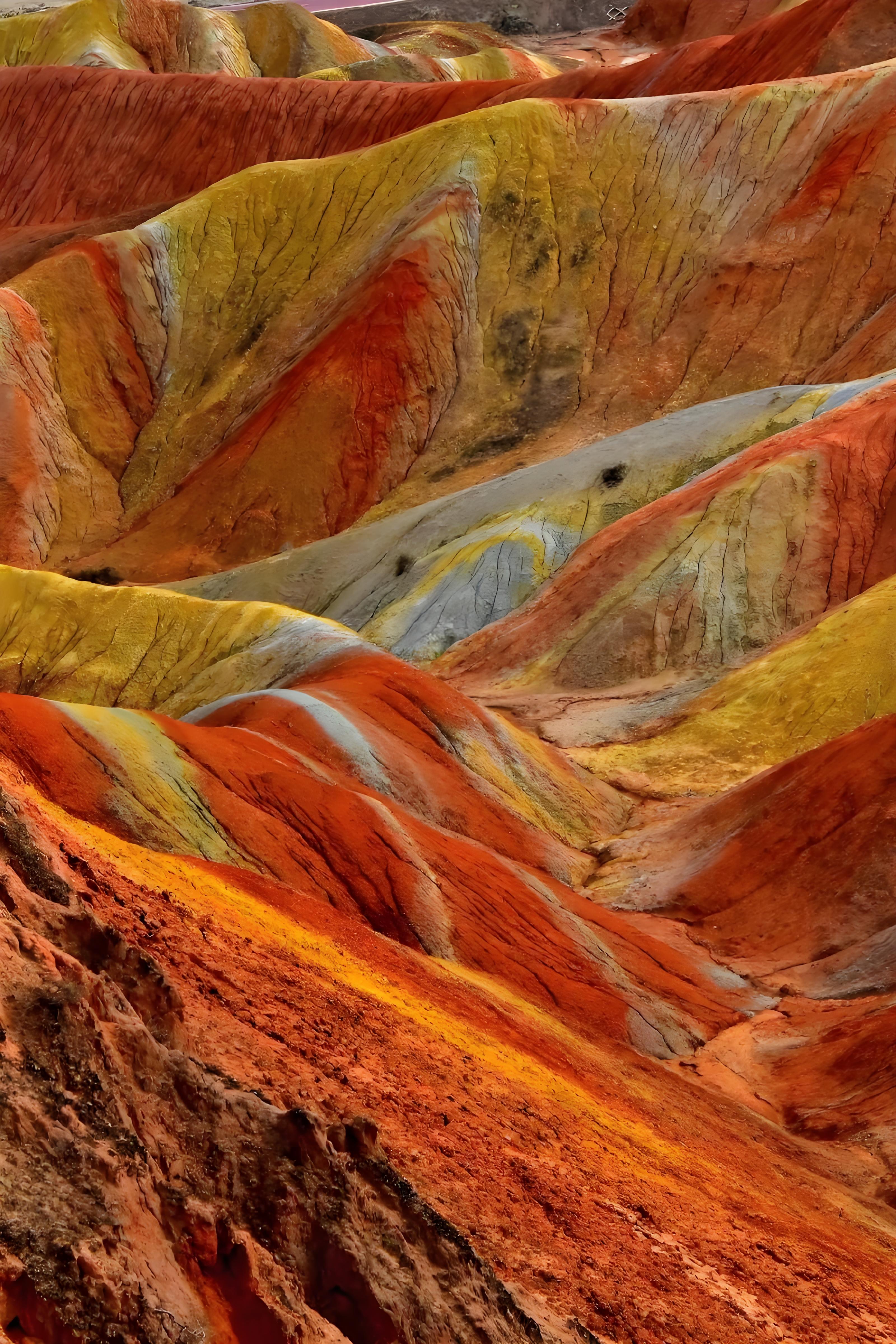 Colour-banded landscape at Zhangye Rainbow Danxia